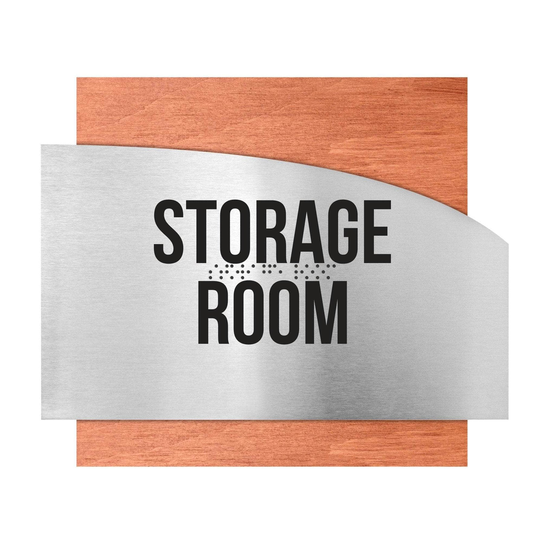 Storage Room Sign: Stainless Steel & Wood Plate —