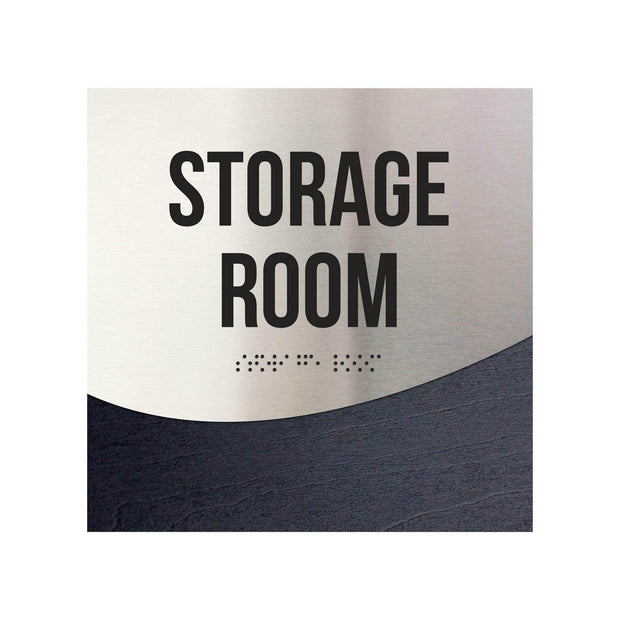 Storage Room Door Sign - Stainless Steel & Wood Door Plate - "Jure" Design