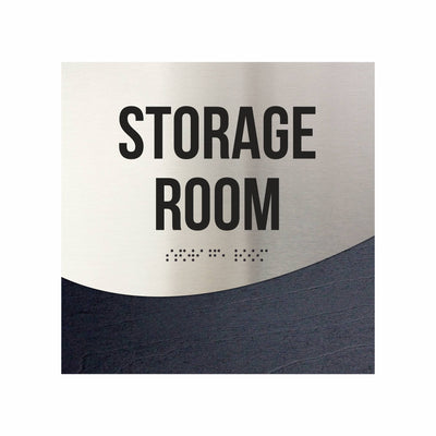 Storage Room Door Sign - Stainless Steel & Wood Door Plate "Jure" Design