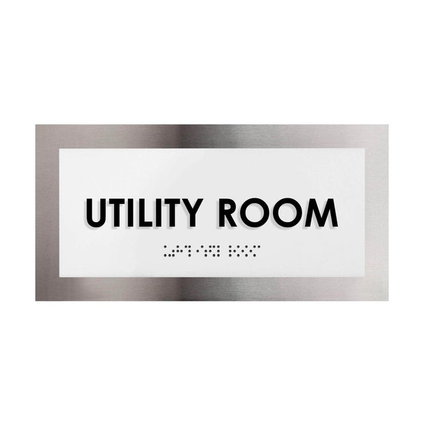Door Signs Utility Room Door Sign - Stainless Steel Plate - "Modern" Design