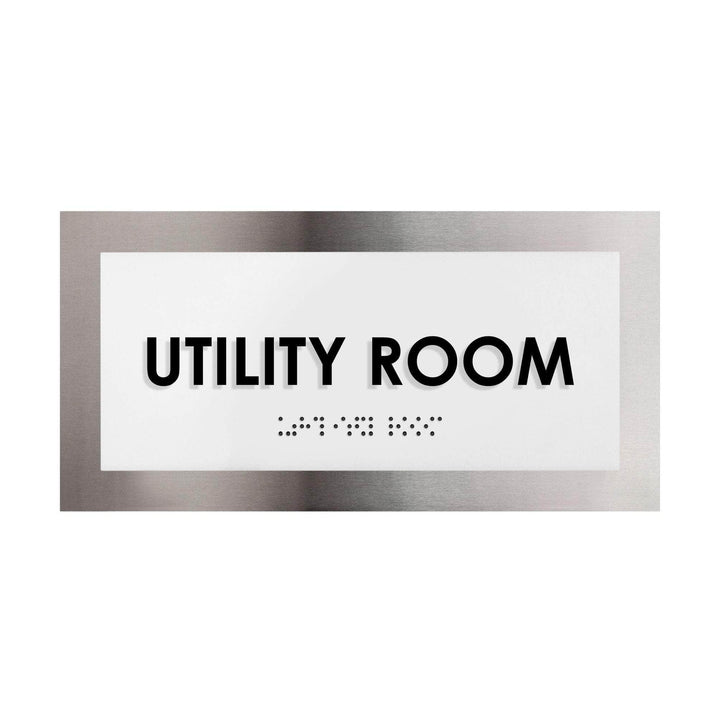 Door Signs Utility Room Door Sign - Stainless Steel Plate - "Modern" Design