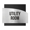 Door Signs Utility Room Sign - Stainless Steel & Wood Plate - "Wave" Design - Photo #3