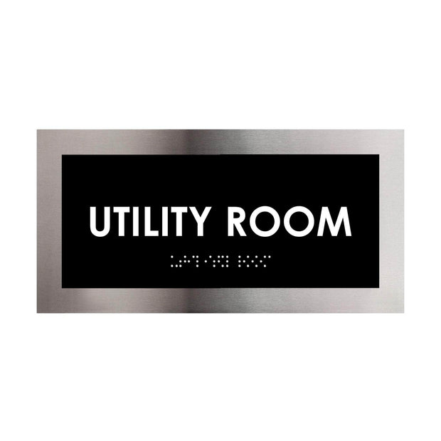 Door Signs Utility Room Door Sign - Stainless Steel Plate - "Modern" Design