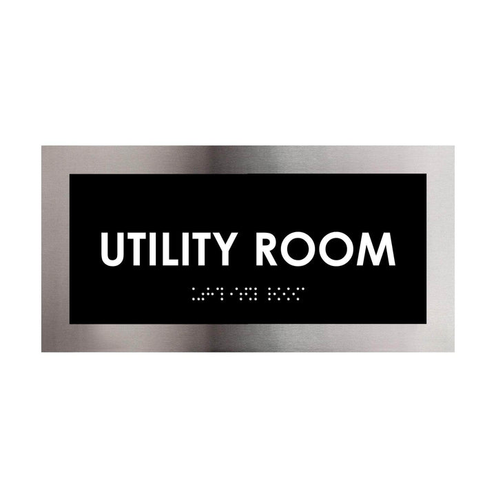 Door Signs Utility Room Door Sign - Stainless Steel Plate - "Modern" Design