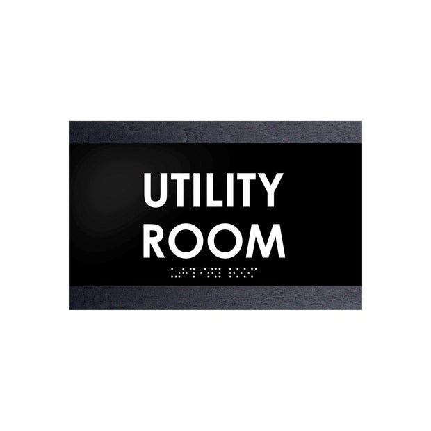 Door Signs Utility Room Sign - Wood Door Plate - "Buro" Design