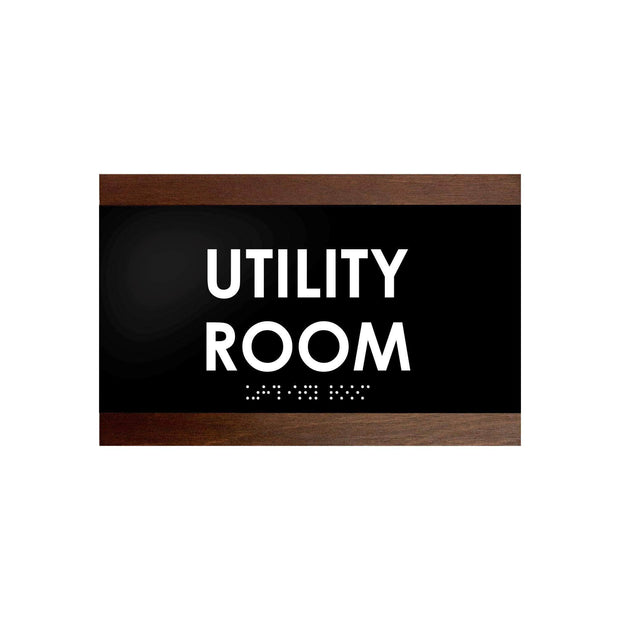 Door Signs Utility Room Sign - Wood Door Plate - "Buro" Design
