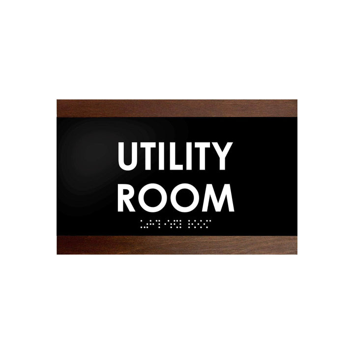 Door Signs Utility Room Sign - Wood Door Plate - "Buro" Design