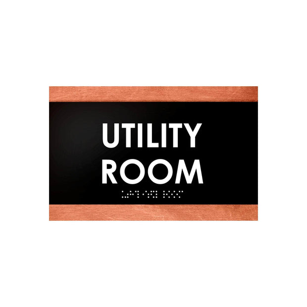 Door Signs Utility Room Sign - Wood Door Plate - "Buro" Design