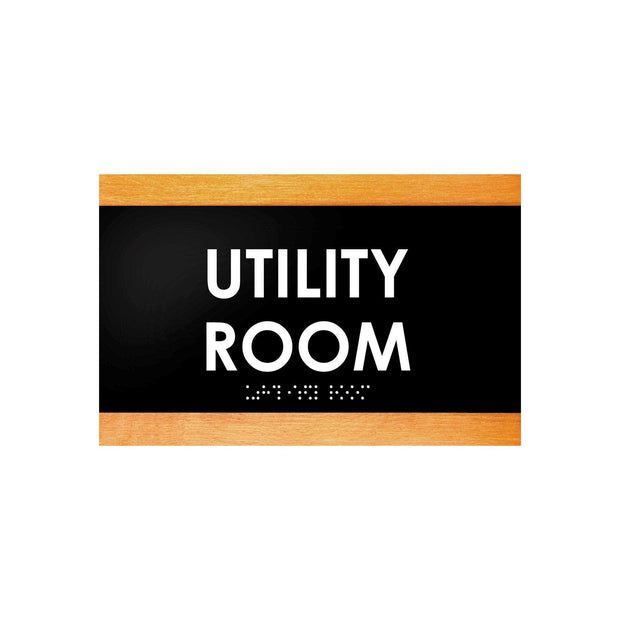 Door Signs Utility Room Sign - Wood Door Plate - "Buro" Design
