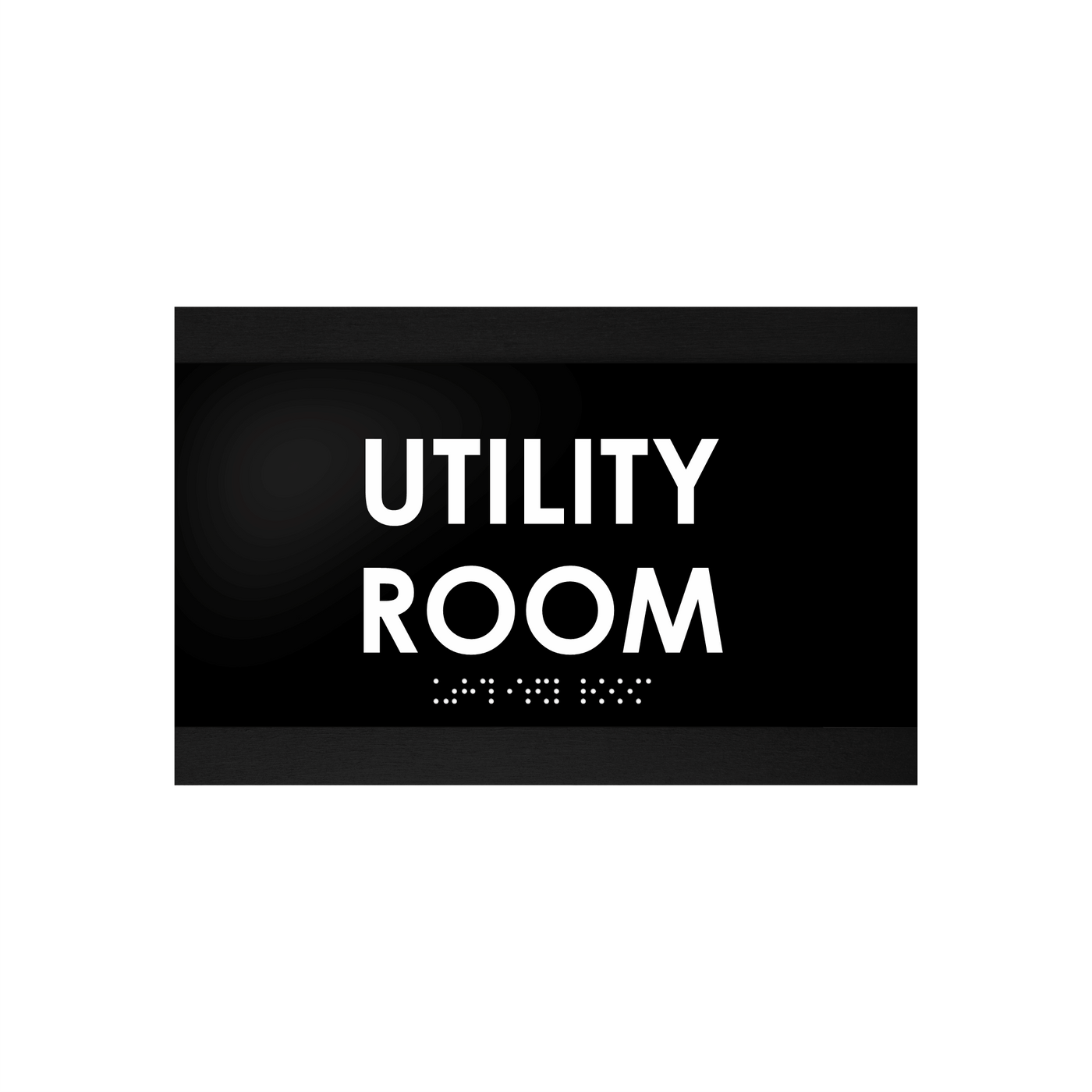 Utility Room Sign with Braille — Wood Door Plate —