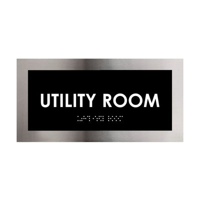 Door Signs - Utility Room Door Sign - Stainless Steel Plate - "Modern" Design