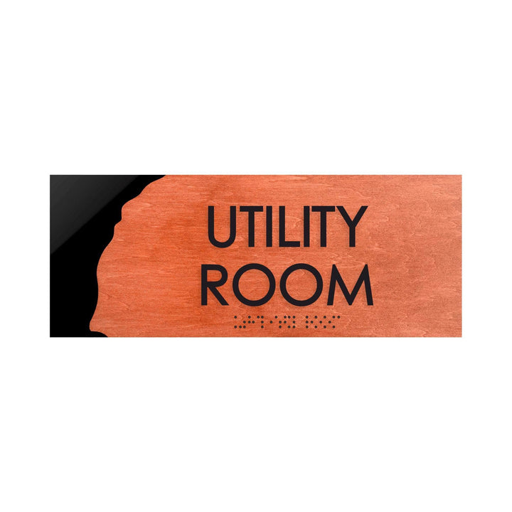 Door Signs Utility Room Sign - Wood Door Plate - "Sherwood" Design