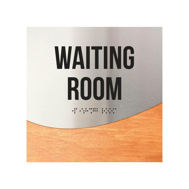 Waiting Room Door Sign: Stainless steel & Wood Plate — "Jure" Design