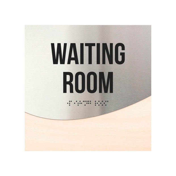 Waiting Room Door Sign: Stainless steel & Wood Plate — "Jure" Design