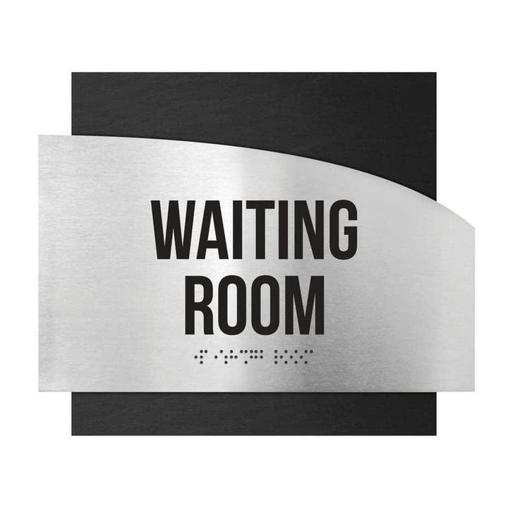 Door Signs Waiting Room Signs - Stainless steel & Wood Plate - "Wave" Design