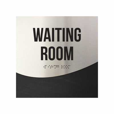Waiting Room Door Sign - Stainless Steel & Wood Door Plate "Jure" Design