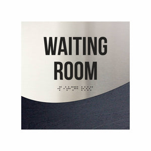 Waiting Room Door Sign - Stainless Steel & Wood Door Plate "Jure" Design