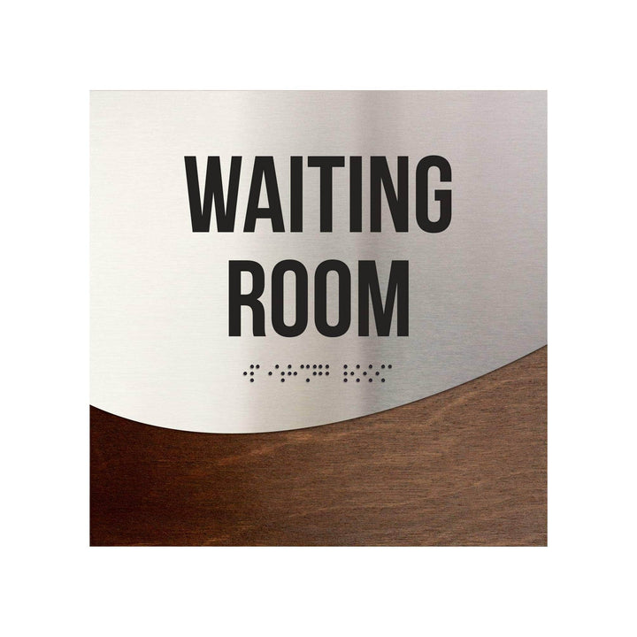 Waiting Room Door Sign: Stainless steel & Wood Plate — "Jure" Design