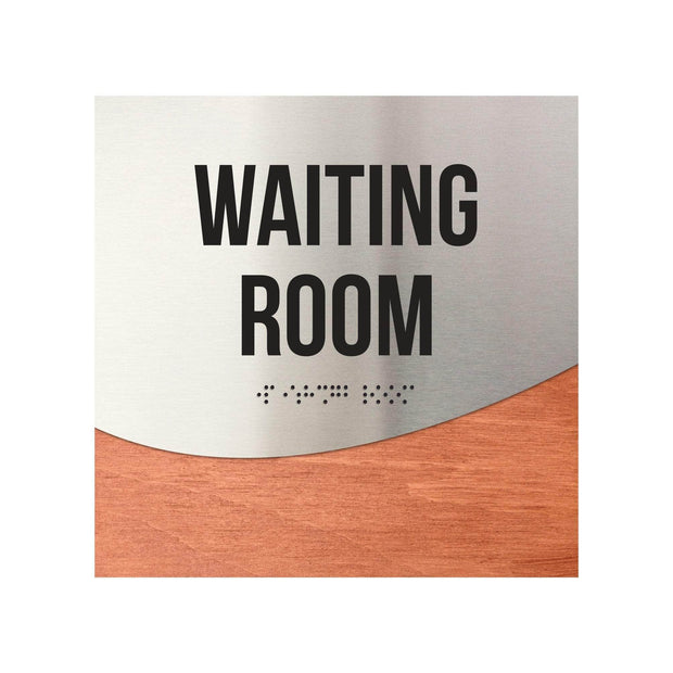 Waiting Room Door Sign: Stainless steel & Wood Plate — "Jure" Design