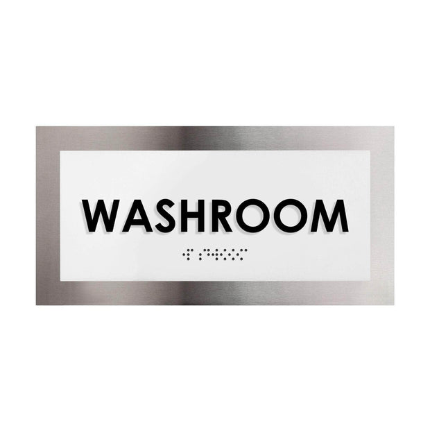 Door Signs Washroom Door Sign - Stainless Steel Plate - "Modern" Design