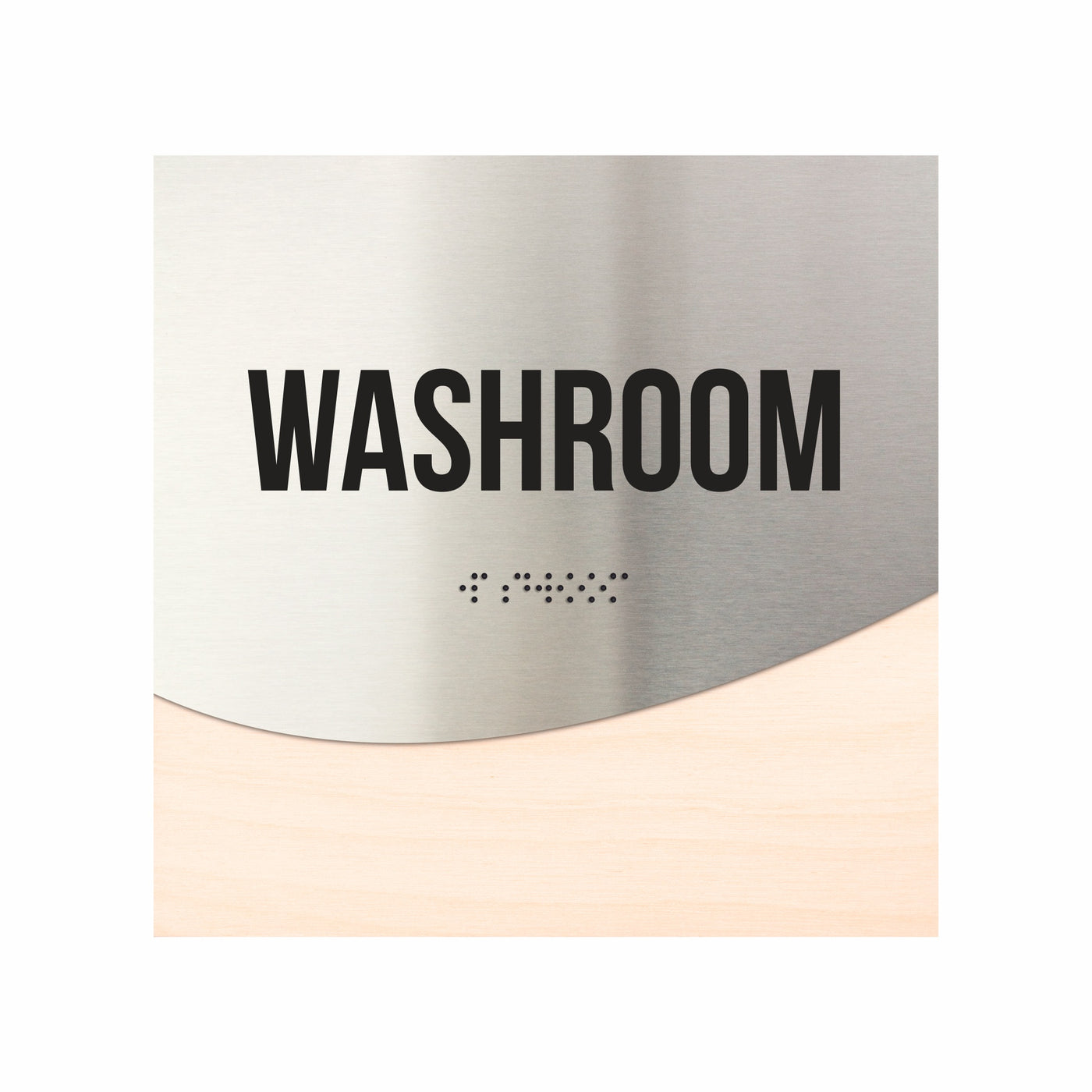 Washroom Door Sign - Stainless Steel & Wood Door Plate "Jure" Design