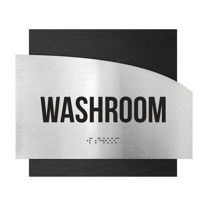Door Signs Washroom Signs - Stainless steel & Wood Plate - "Wave" Design