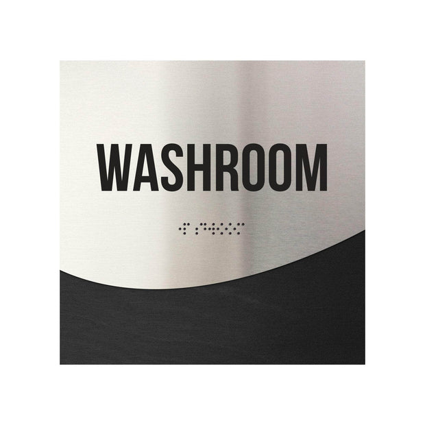 Washroom Door Sign - Stainless steel & Wood Door Plate "Jure" Design