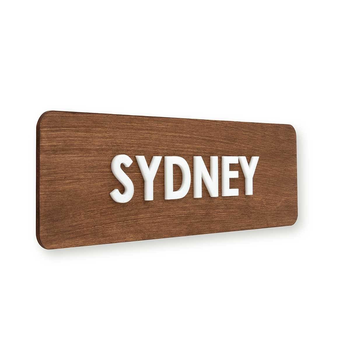 Custom City Name Signs for Time Zone Clocks World Clock Signs Indian Rosewood Bsign