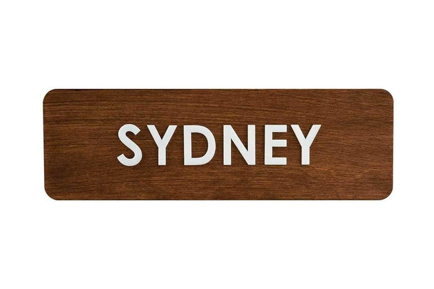 World Clock Signs City Name & World Clock Sign: Wooden Sign