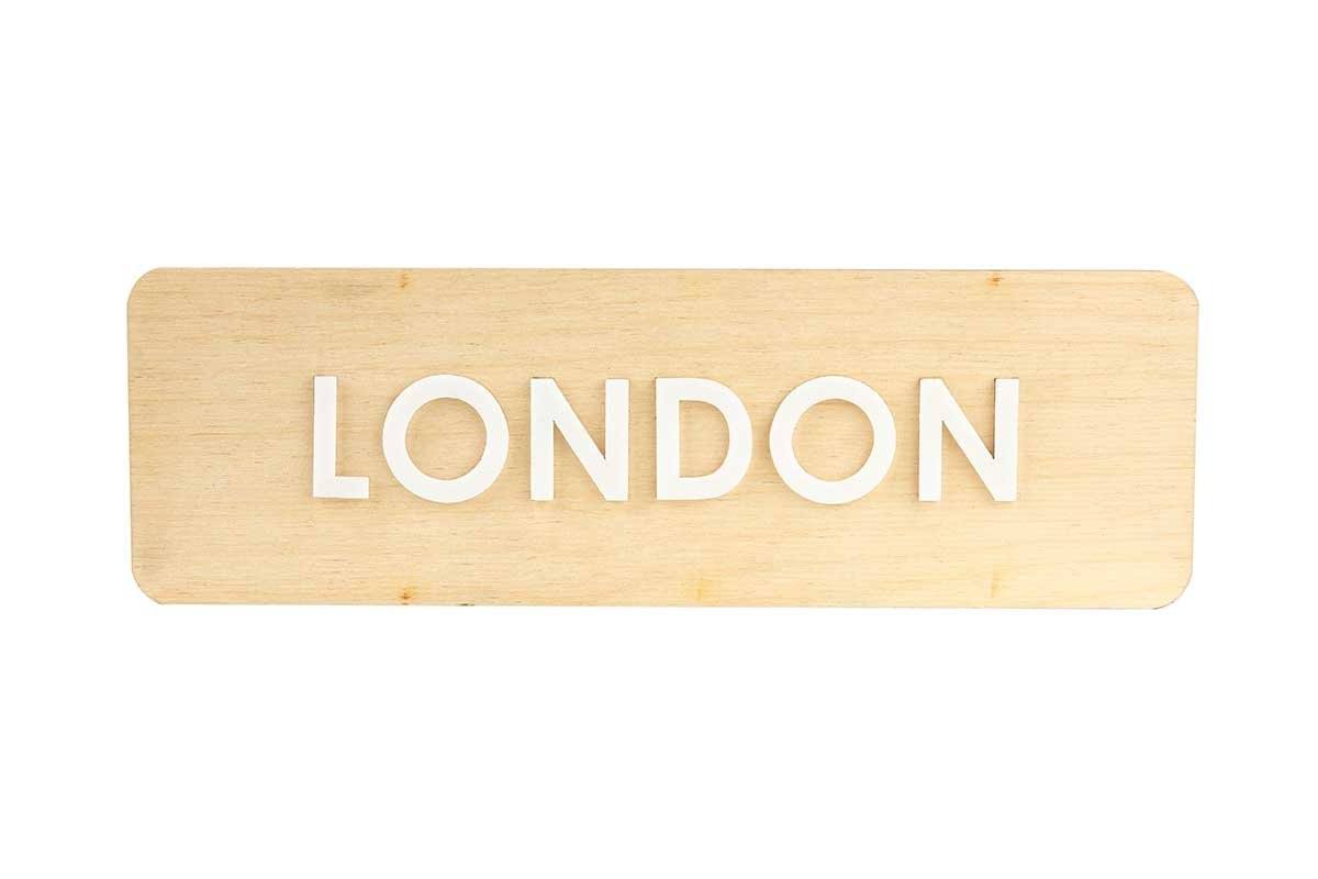 City Name Wooden World Clock Sign Natural Wood Bsign